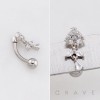 FLOWER TOP MULTI CZ MARQUISE DANGLE REVERSE BELLY BUTTON NAVEL RING 316L SURGICAL STEEL